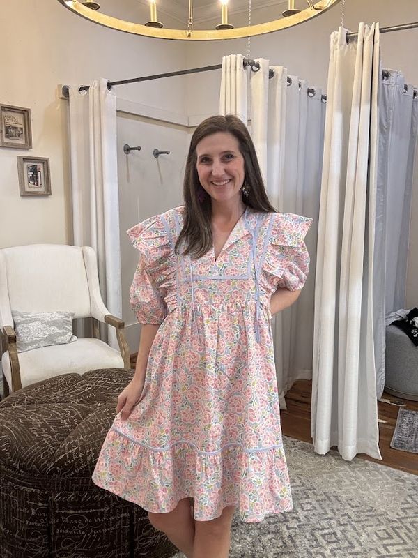 Sky Pink Floral Dress