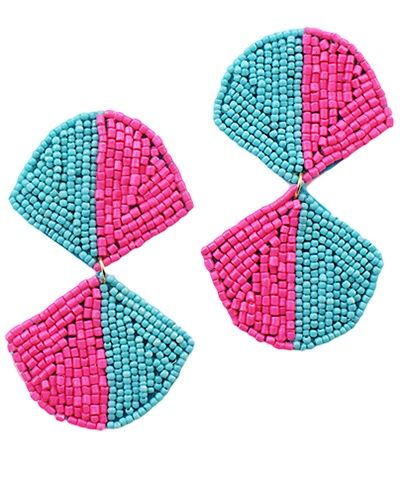 Beaded Double Fan Earrings