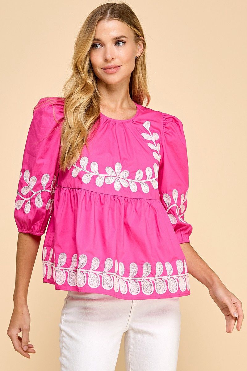 Peplum Embroidered Top