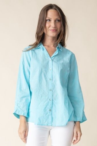 Floral Embroidered Ruched Sleeve Blouse, Size: S, Colour: MALIBU