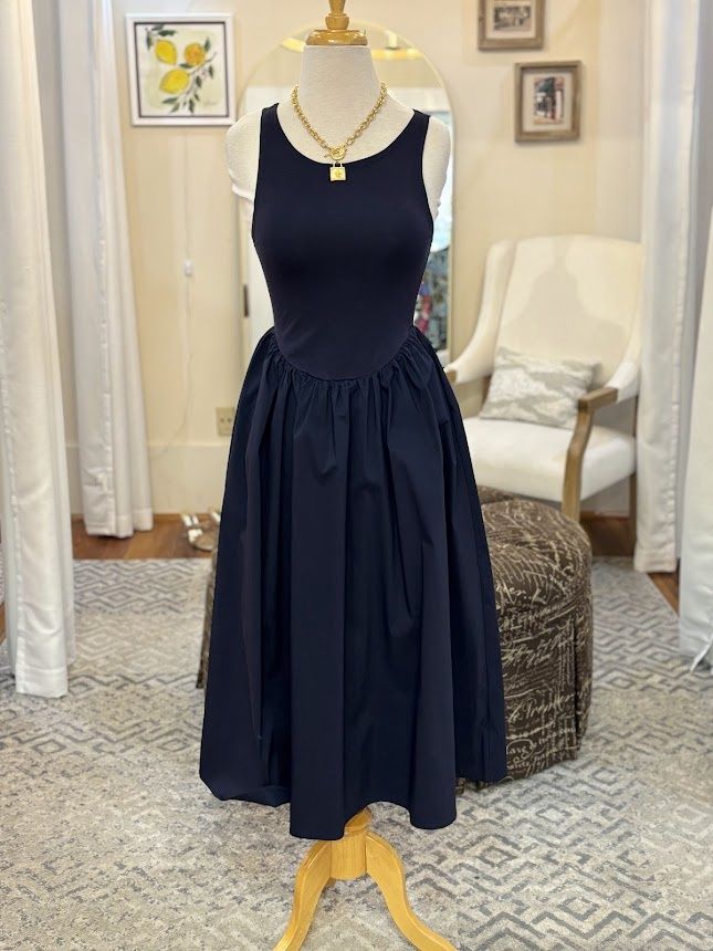 Knit Contrast Poplin Maxi