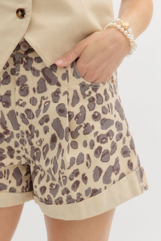 Leopard Button Front Shorts