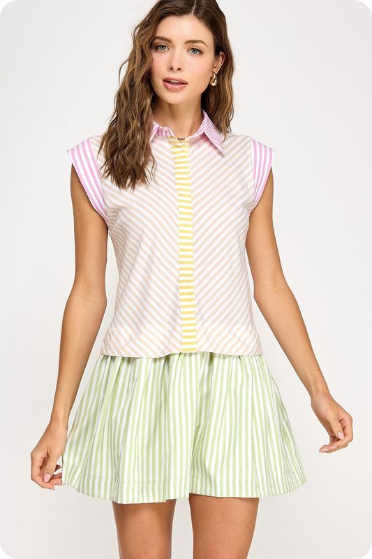 Multi Stripe Poplin Dress
