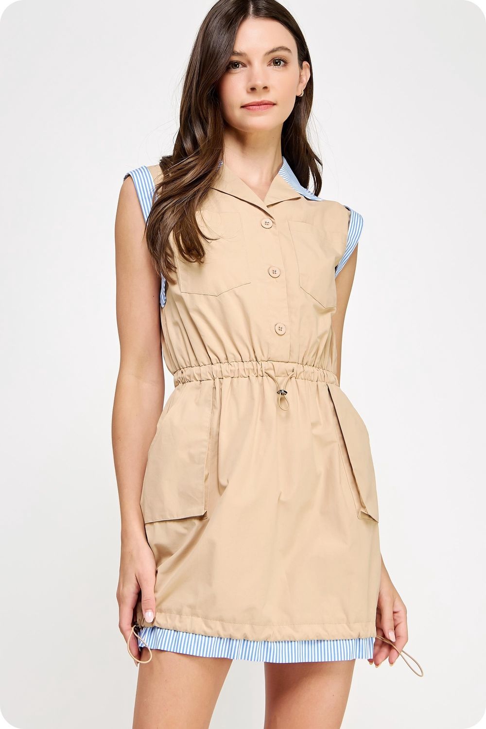 Stripe Contrast Poplin Dress