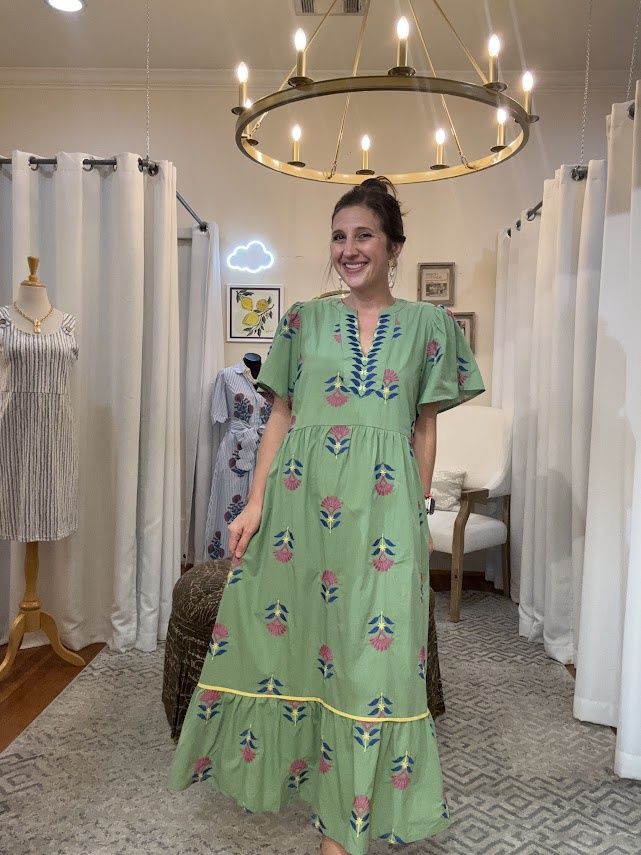 Embroidered Tiered Midi Dress