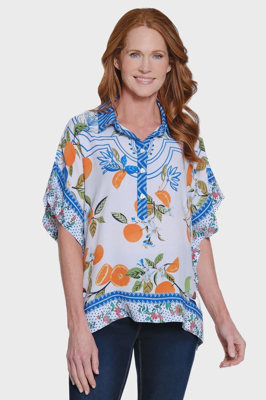 Tropical Print Button Front