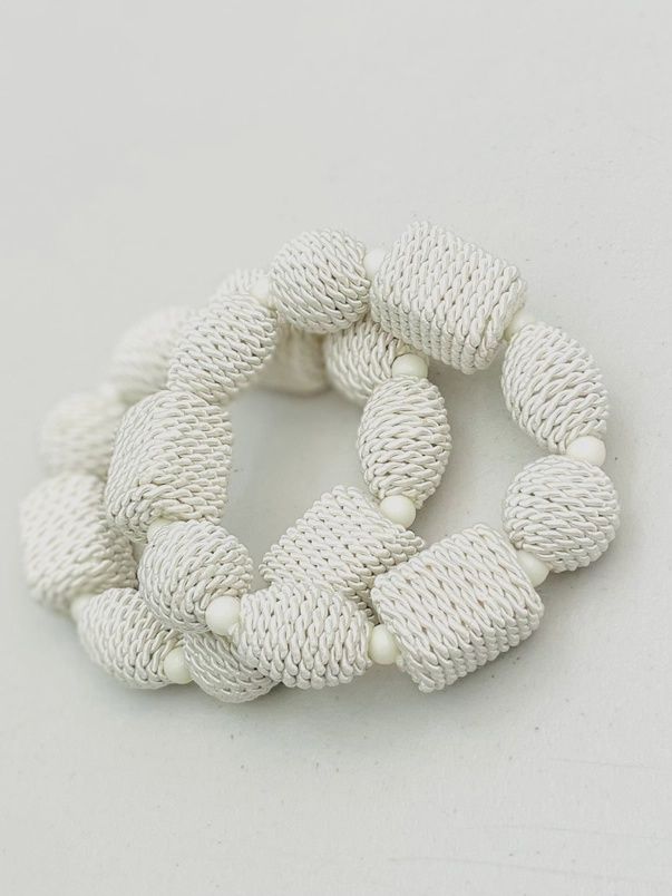 Ecru Beaded Fabric Bracelets