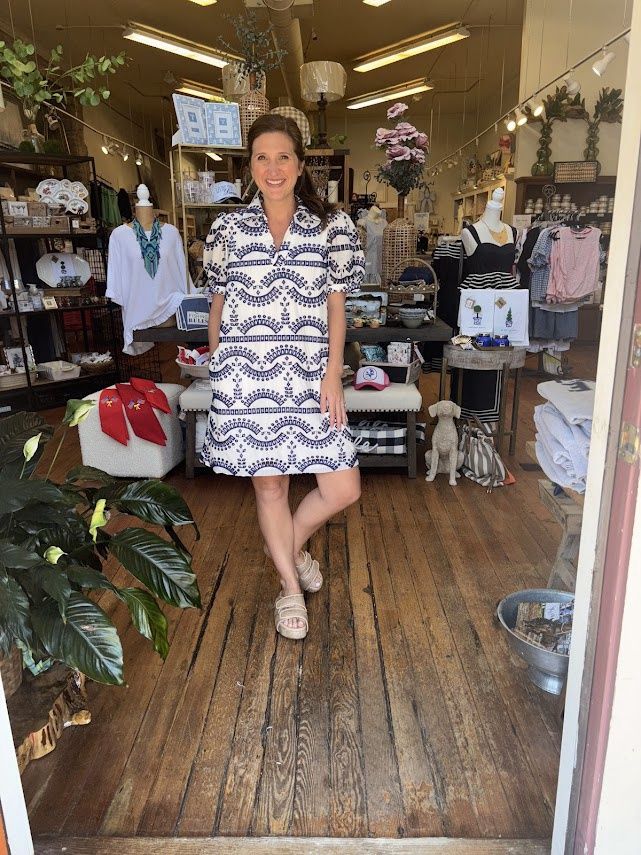 Navy Eyelet Dress