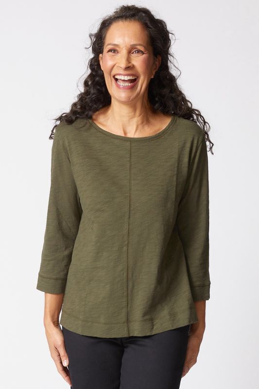 Cotton Pebble Coverstitch Boatneck Tee