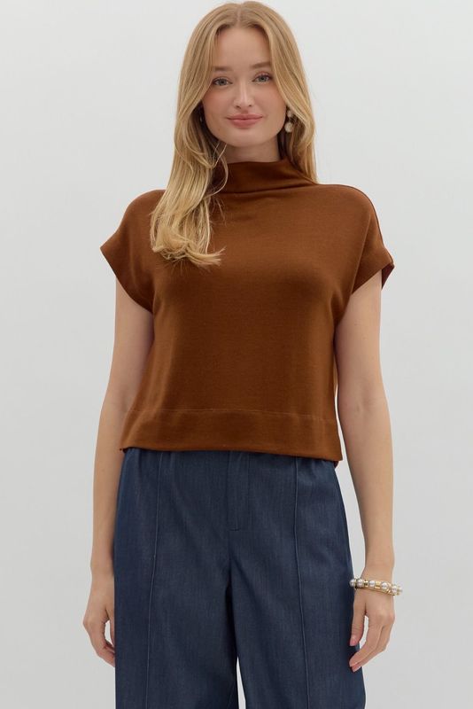 Solid Knit Mock Top