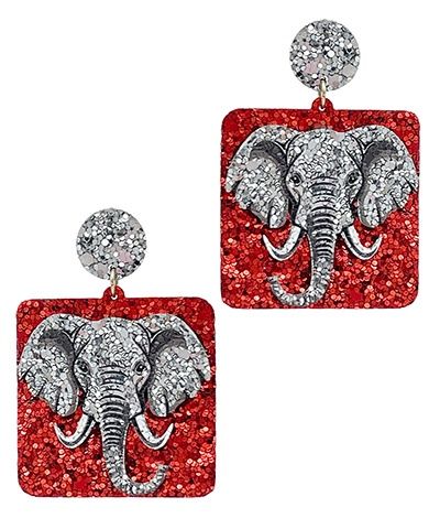 Glitter Elephant Face Earring