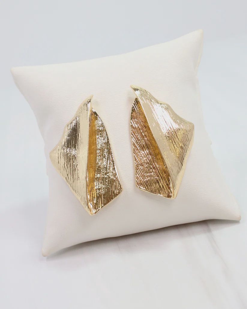 Emmaline Brushed Gold Post Earring