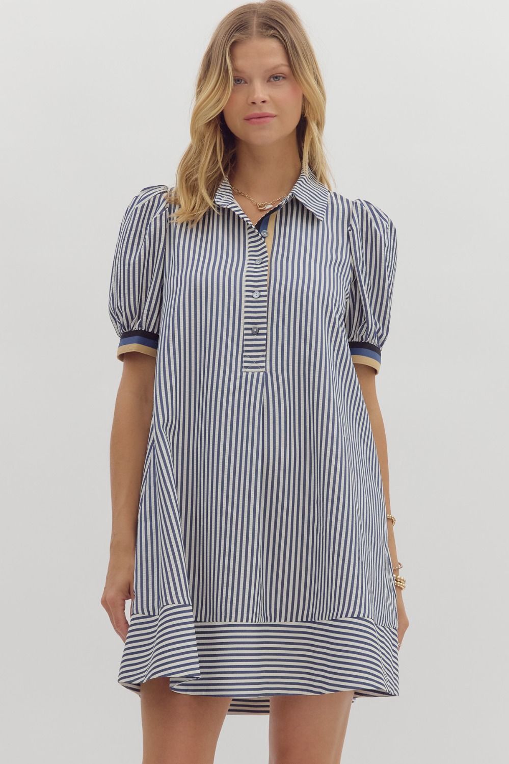 Stripe Collar Detail Dress