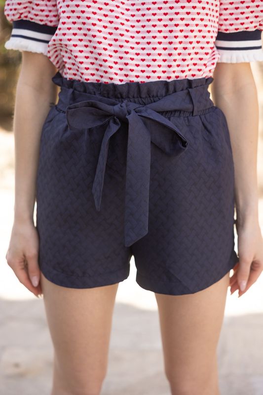 Textured Self Tie Shorts
