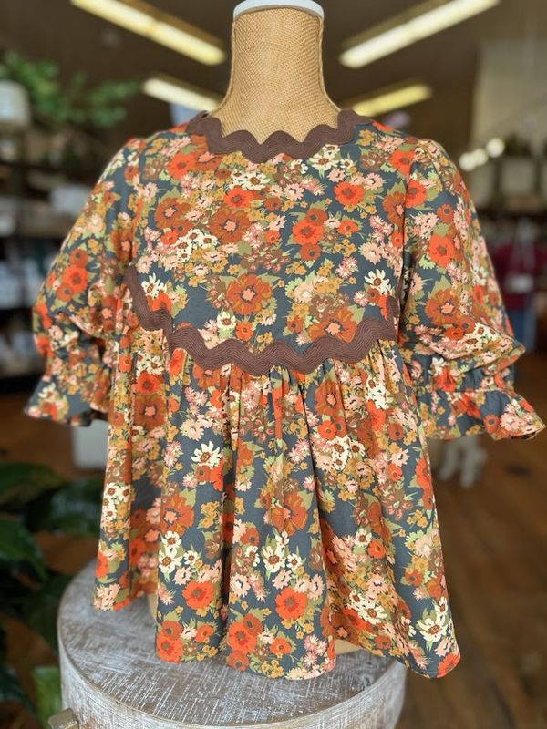 Floral Ric Rac Top