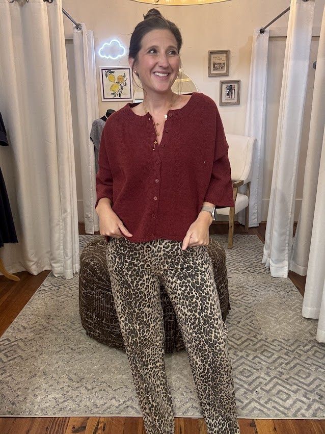 Leopard High Rise Vintage Straight Jean