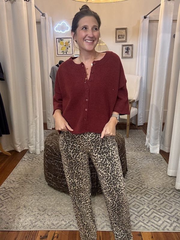 Leopard High Rise Vintage Straight Jean