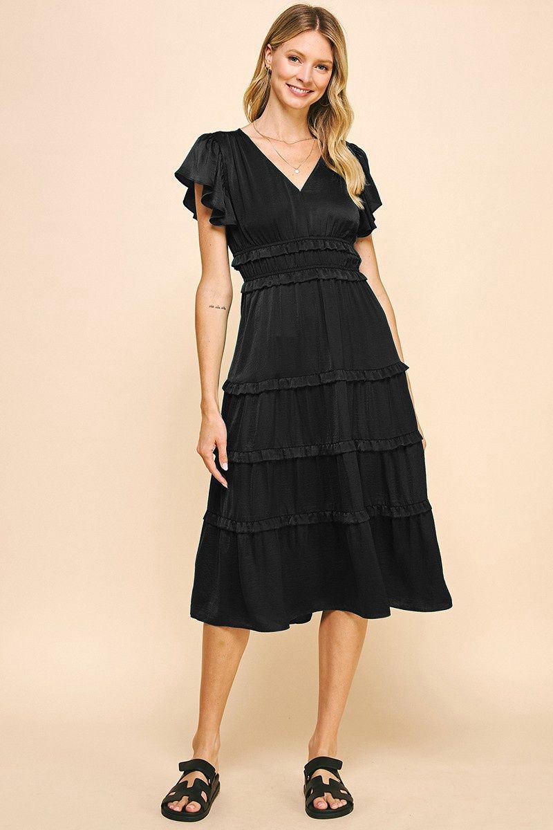 V Neck Tiered Dress