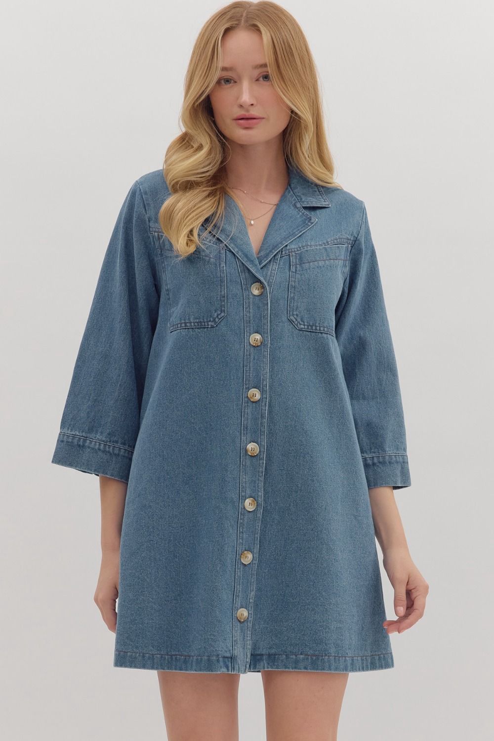 Denim Shift Dress w Buttons