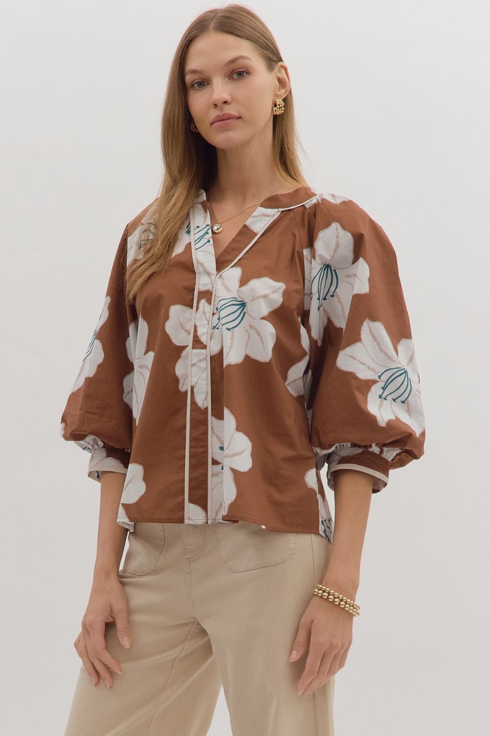 Floral Puff Sleeve Blouse