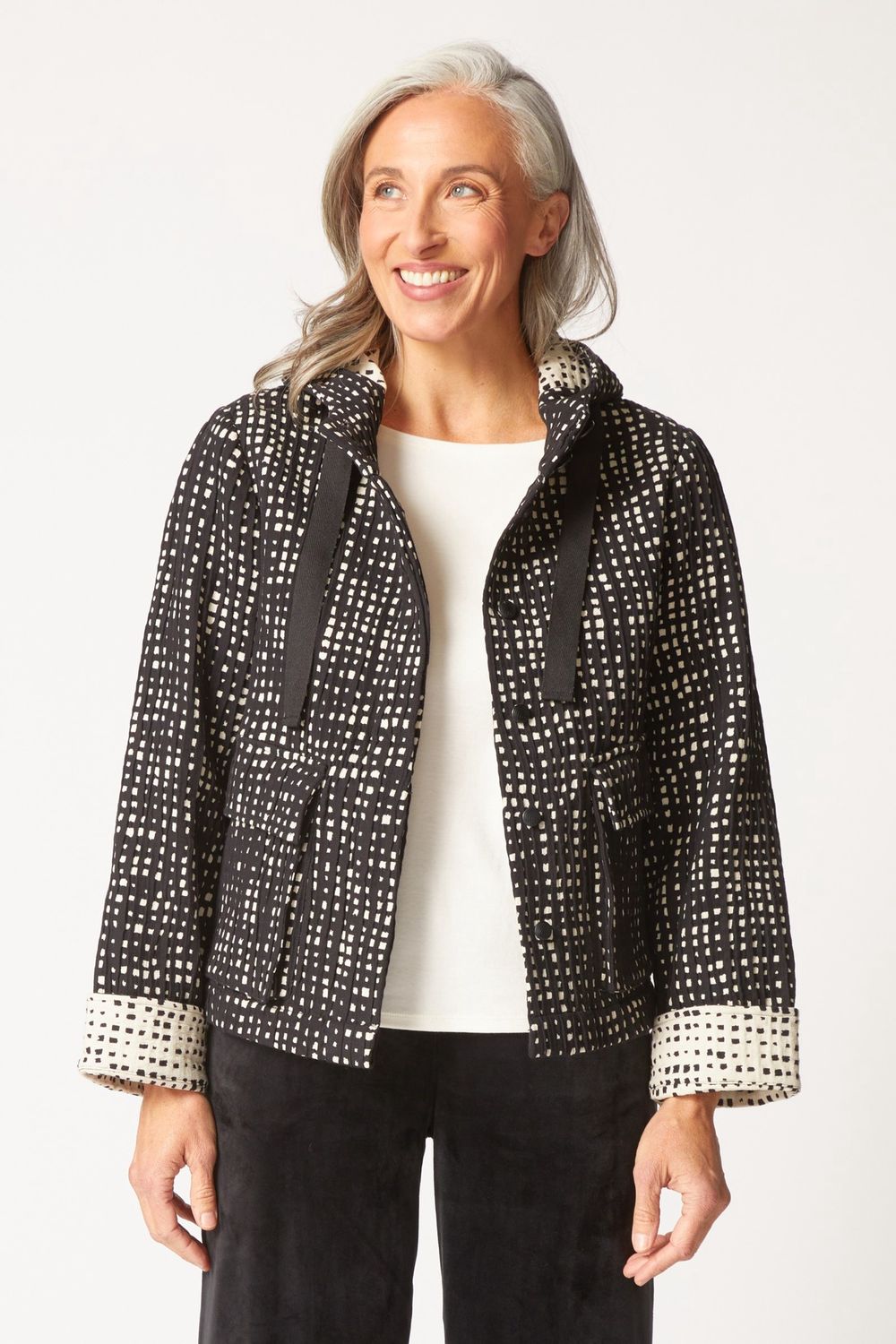 Autumn Check Hoodie Jacket
