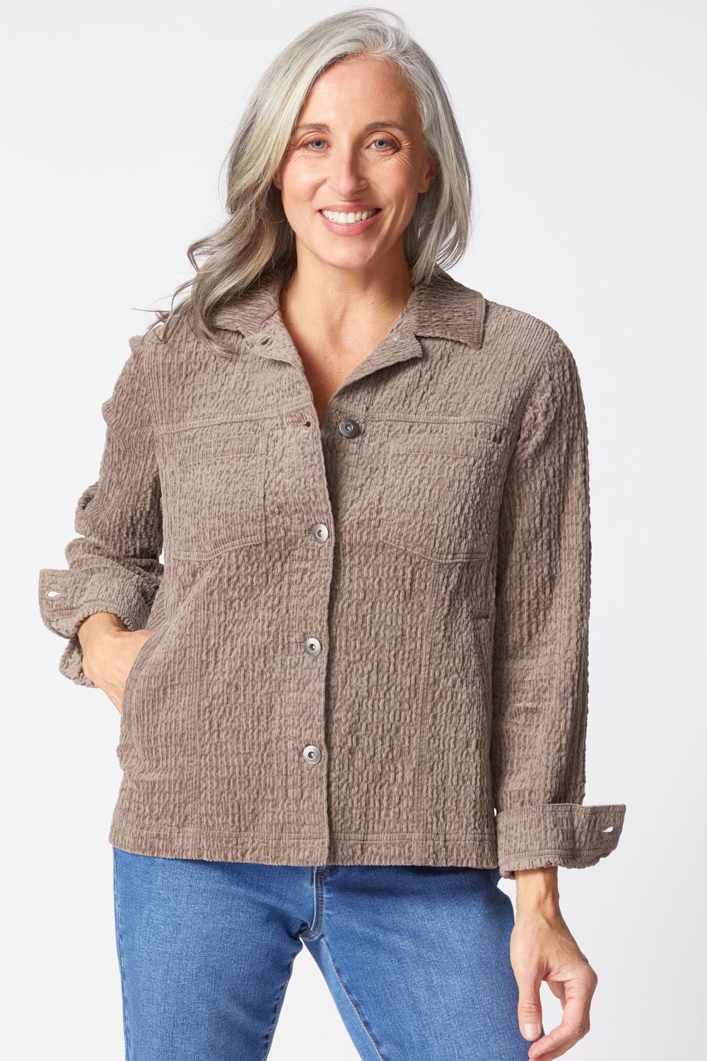Rustic Stretch Cord Boyfriend Jacket