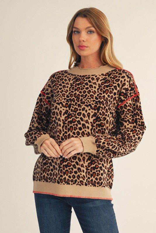 Stitch Accent Leopard Sweater
