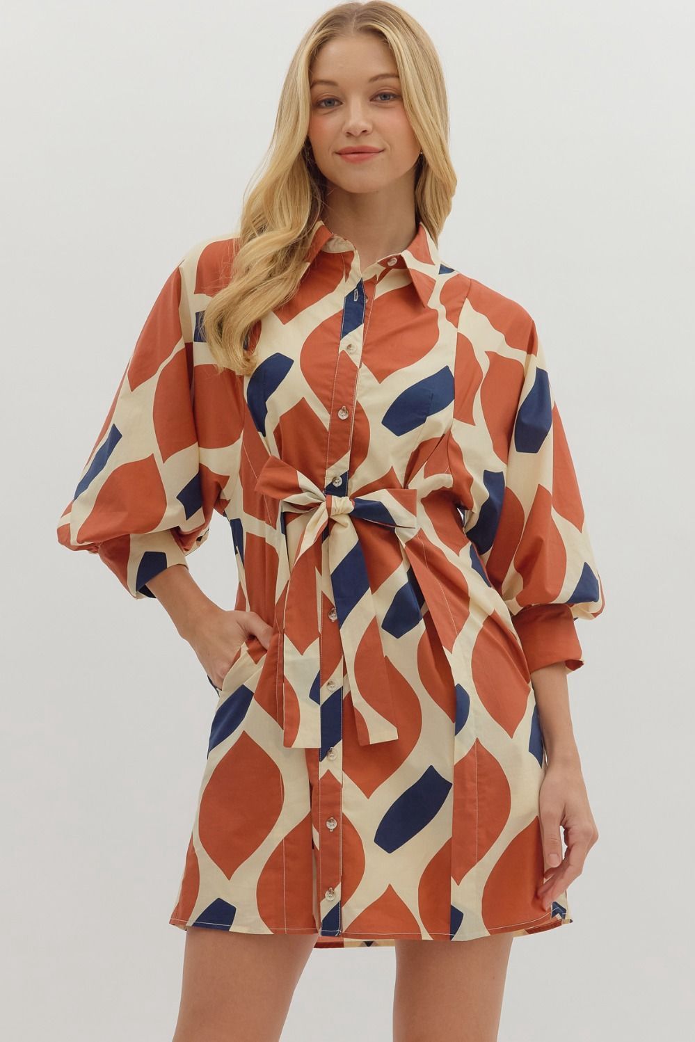 Orange &amp; Blue Shirt Dress
