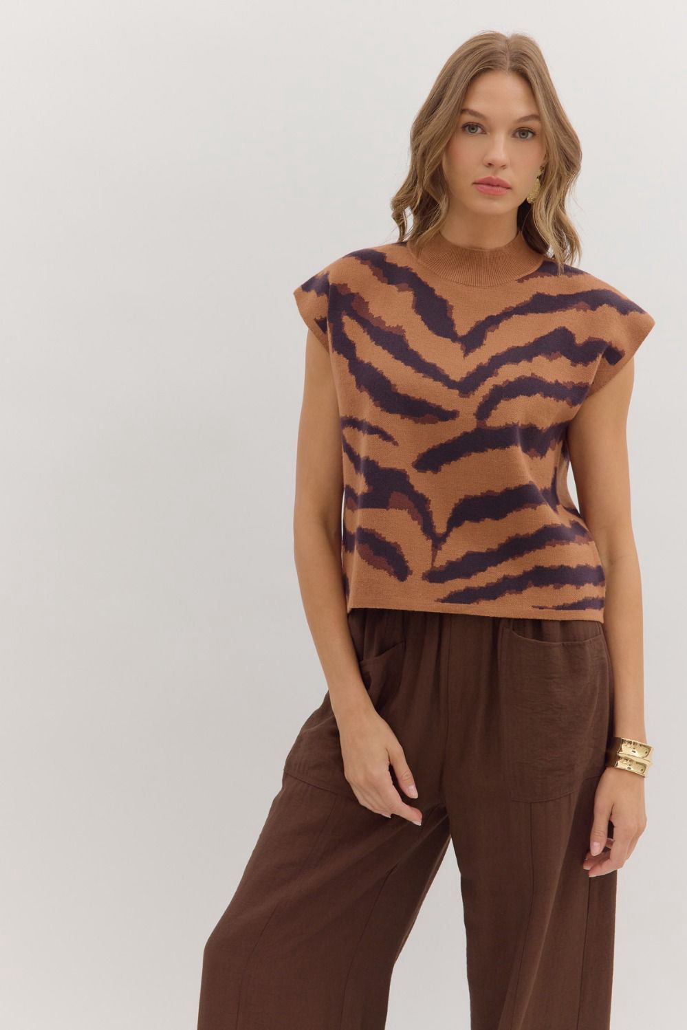 Tiger Stripe Mock Sweater