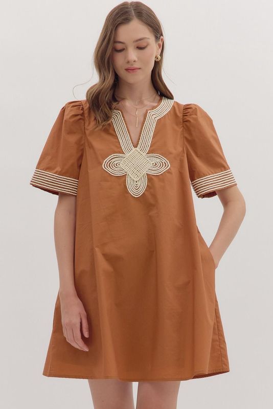 Embroidered Trim Dress