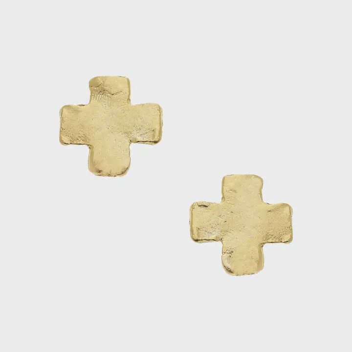 Mini Gold Square Cross Studs