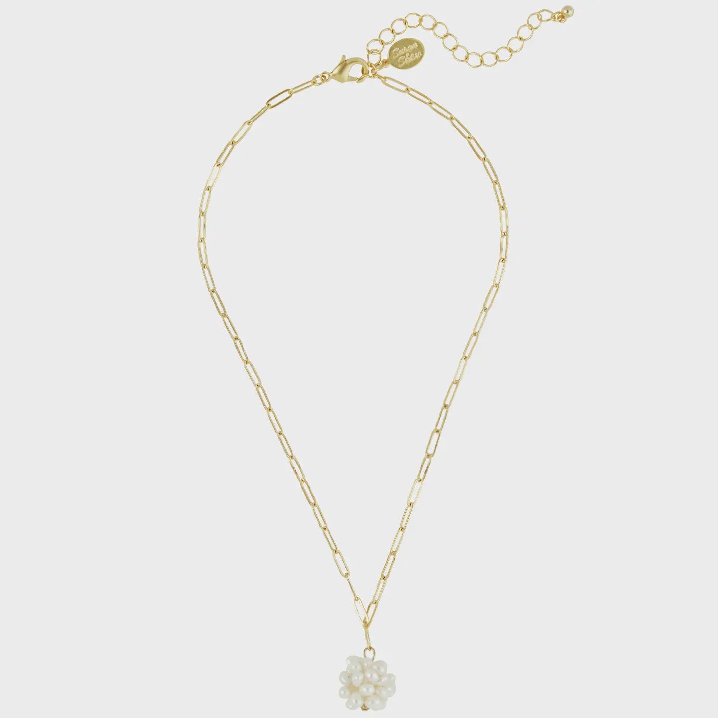 Paper Clip Chain w Freshwater Pearl Cluster Necklace