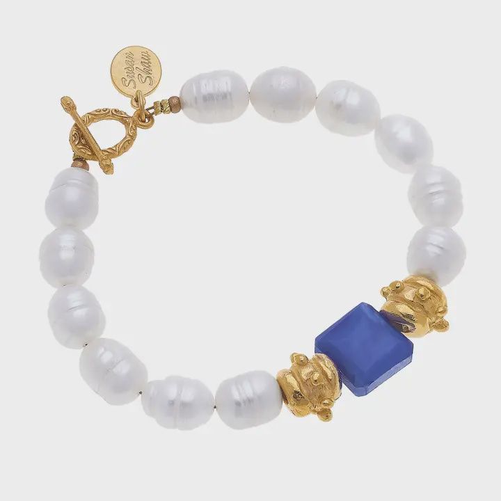 London Pearl Blue Crystal Bracelet