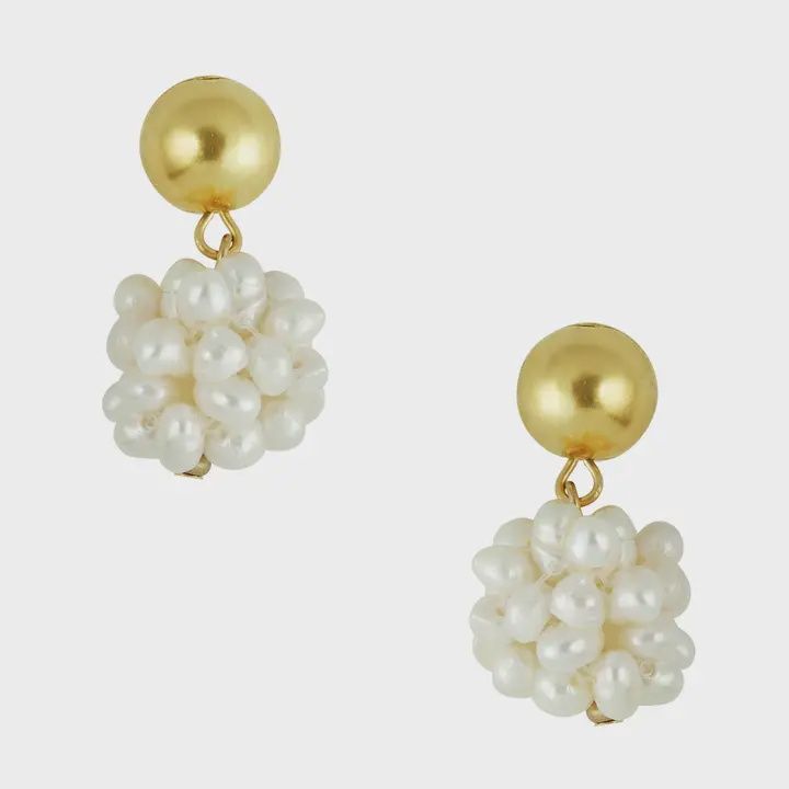 Gold + Pearl Cluster Earrings