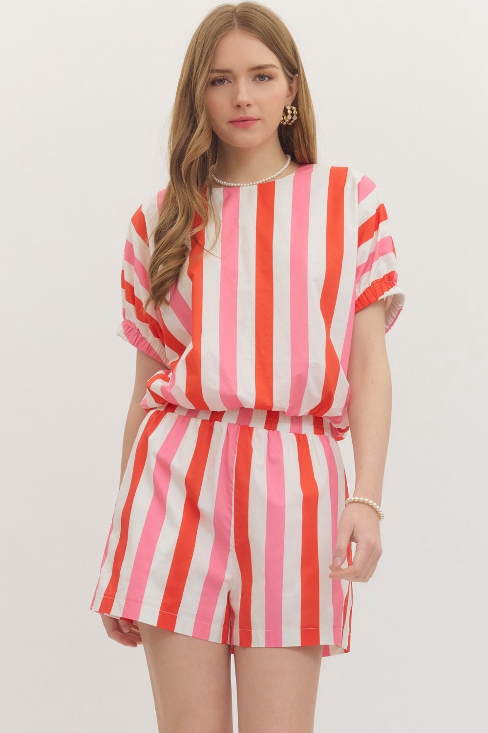 Bubble Hem Striped Top