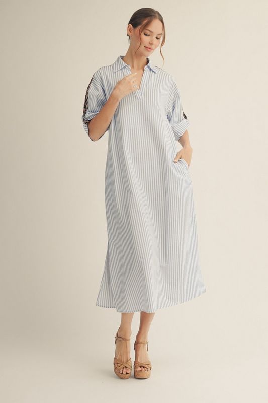 Roll Up Tab Sleeve Dress
