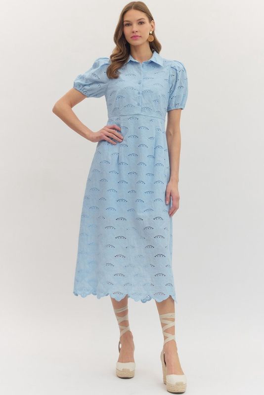 French Blue Eyelet Dress