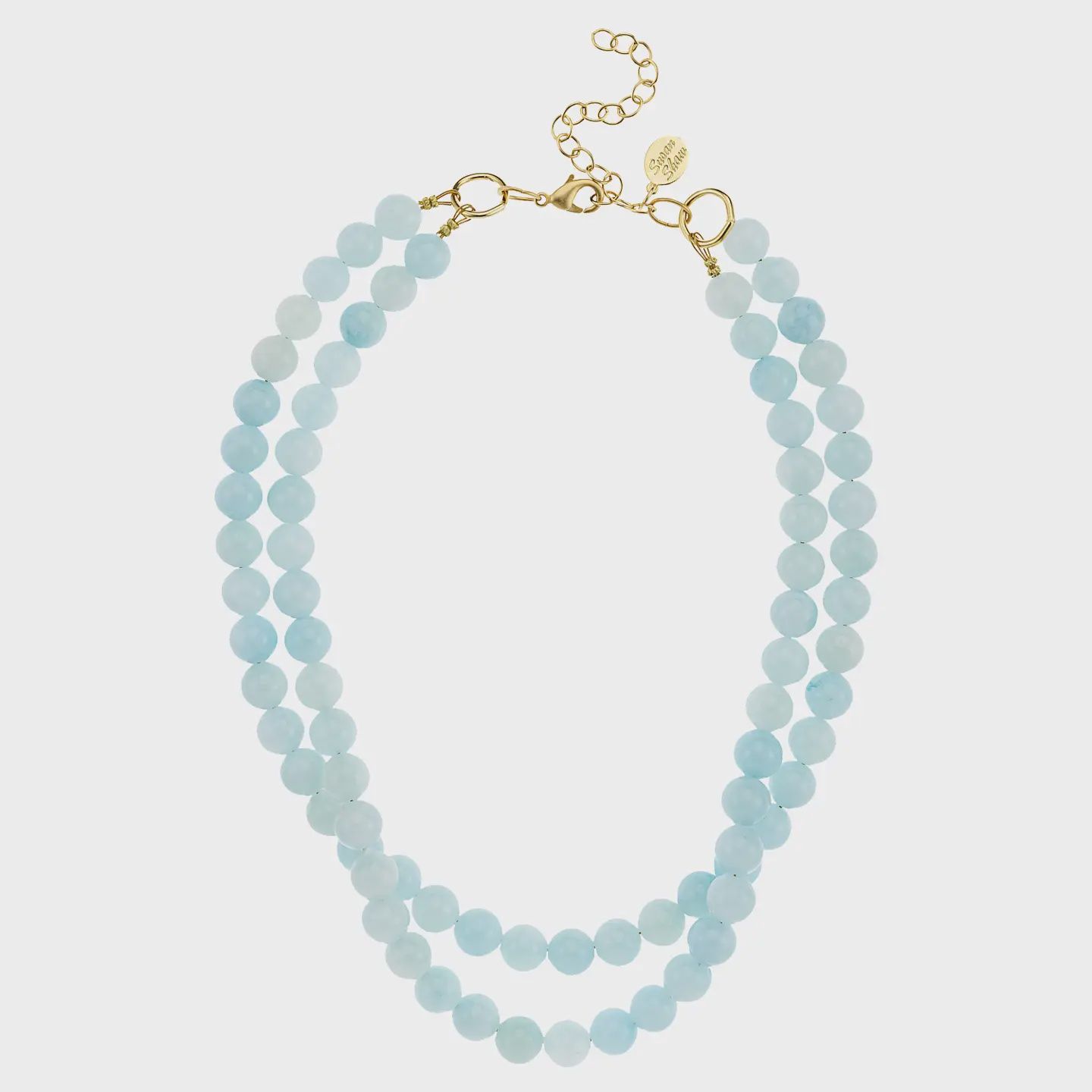 Double Strand Light Blue Jade Necklace