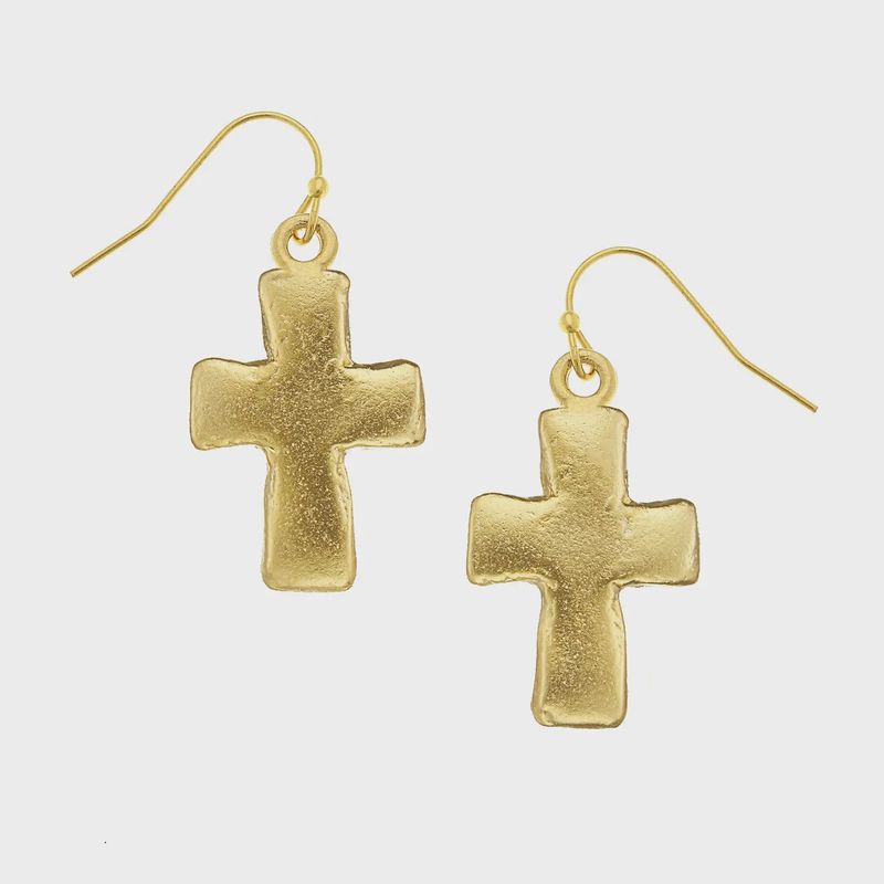 Small Cross Drop Earrings