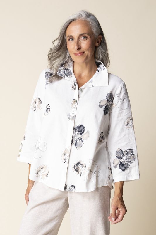 Linen Floral Retro Swing Shirt