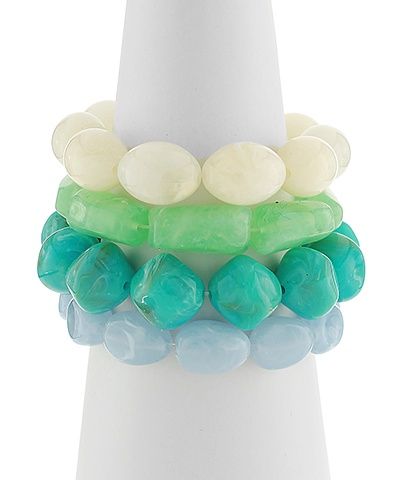 4 Row Multi Shape Acrylic Bracelet Set
