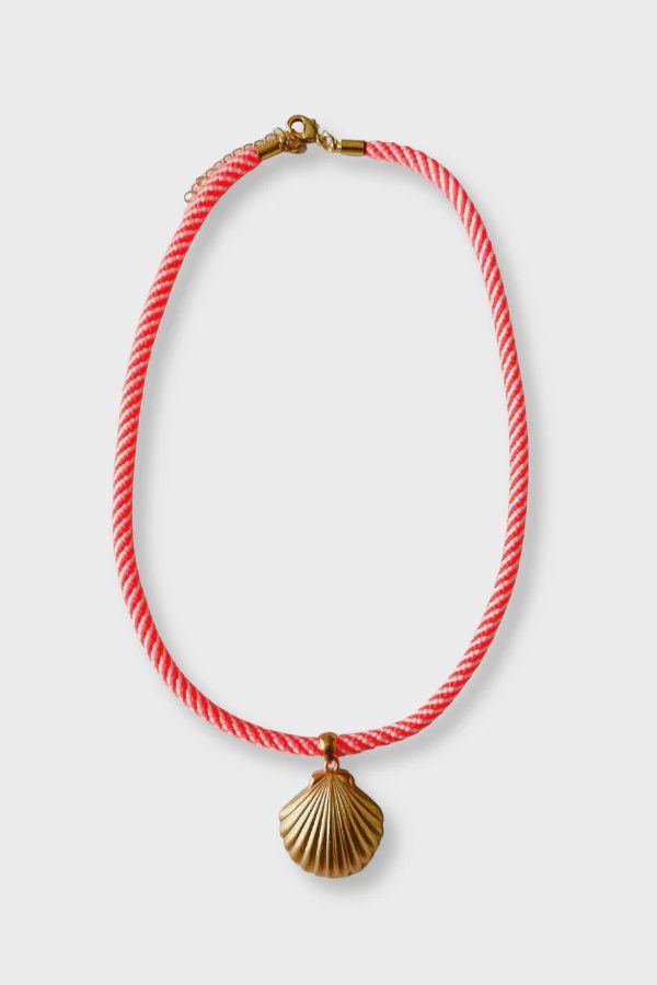 Laguna Necklace - Bright Coral - Scalloped Shell