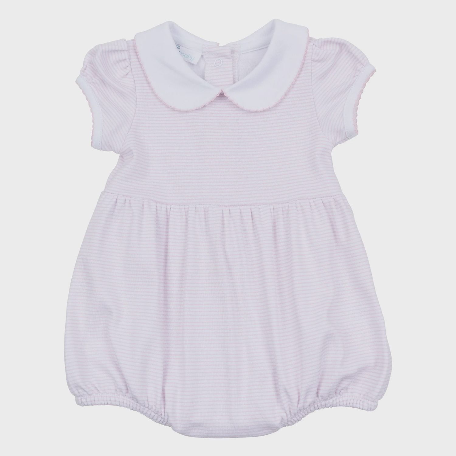 Mini Stripes Collared Short Sleeve Bubble
