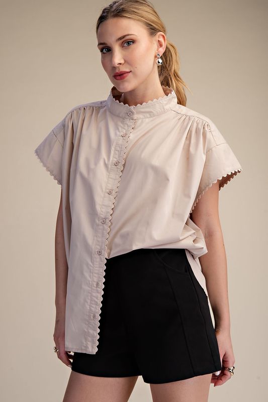 Cap Sleeve Oversized Blouse