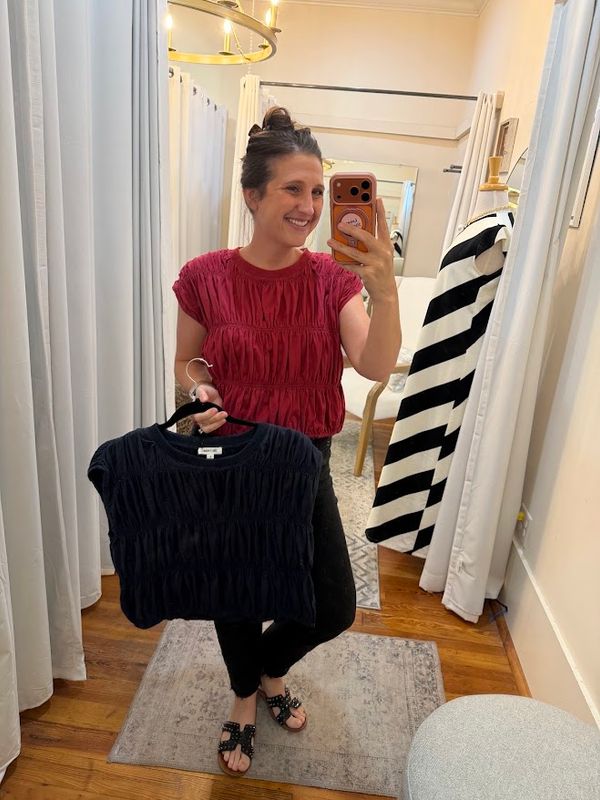 Shirred Round Neck Top