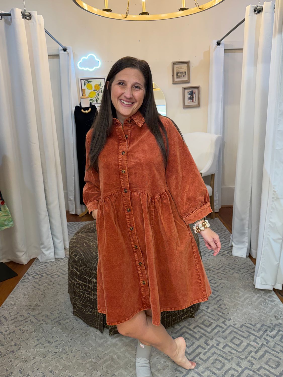 Corduroy Quarter Sleeve Dress