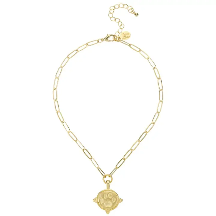 Paw Print Paperclip Chain Necklace