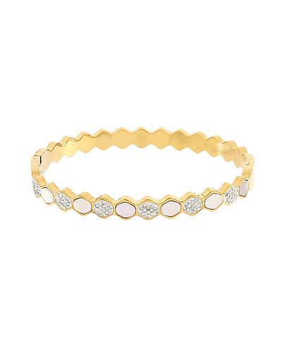 Mother of Pearl &amp; Pave Hexagon Bracelet