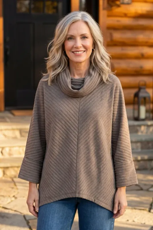 Wrapped Fleece Pleat Top