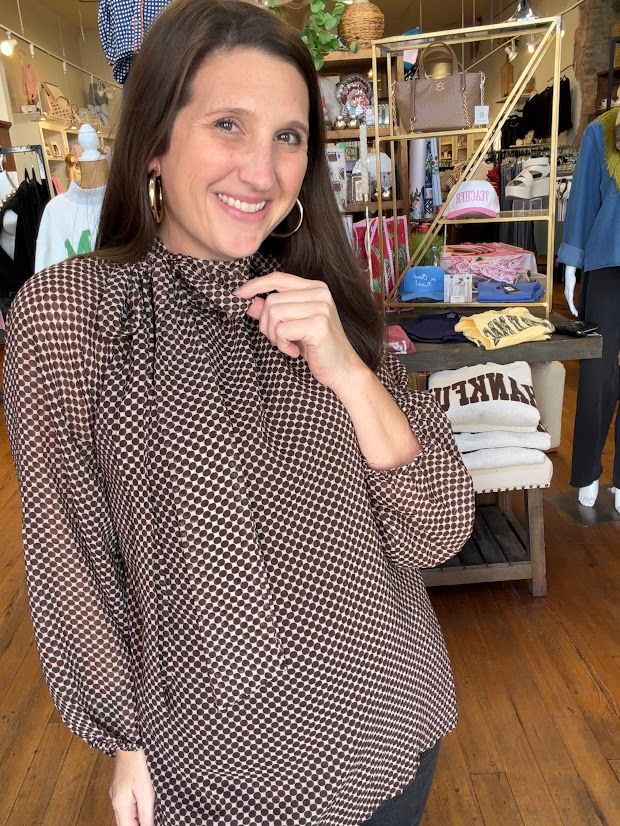 Tie Neck Polka Dot Blouse